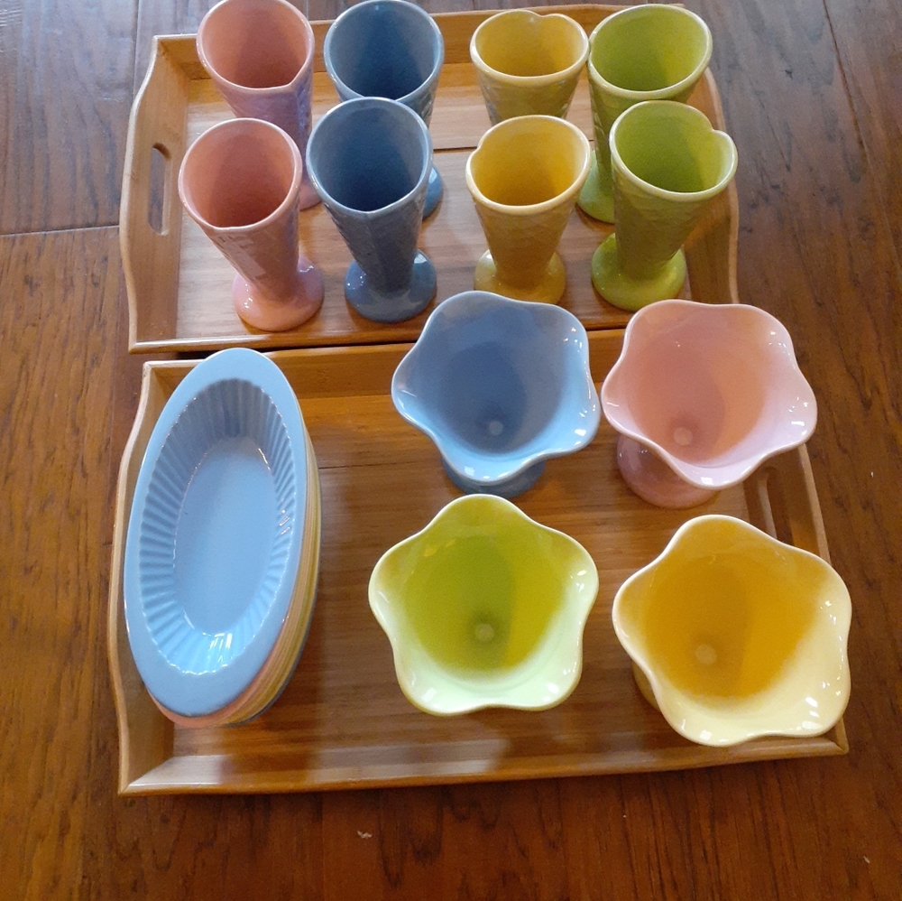 TRISA Stoneware Pastel Icecream Serveware Total 20 Pcs.